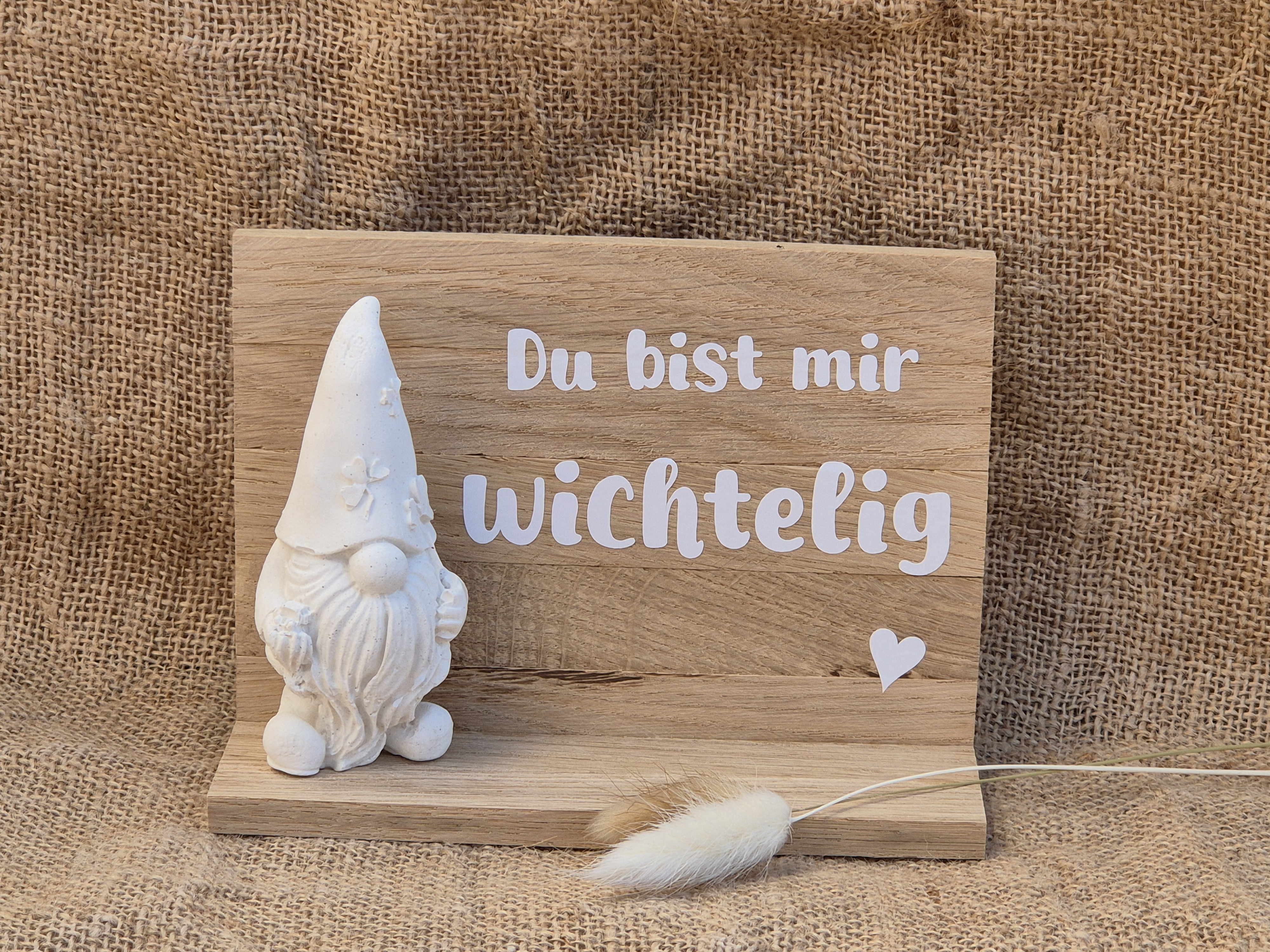 Dekoleiste Aufsteller Wichtel Du bist mir Wichtelig mit Klötzchen aus Holz