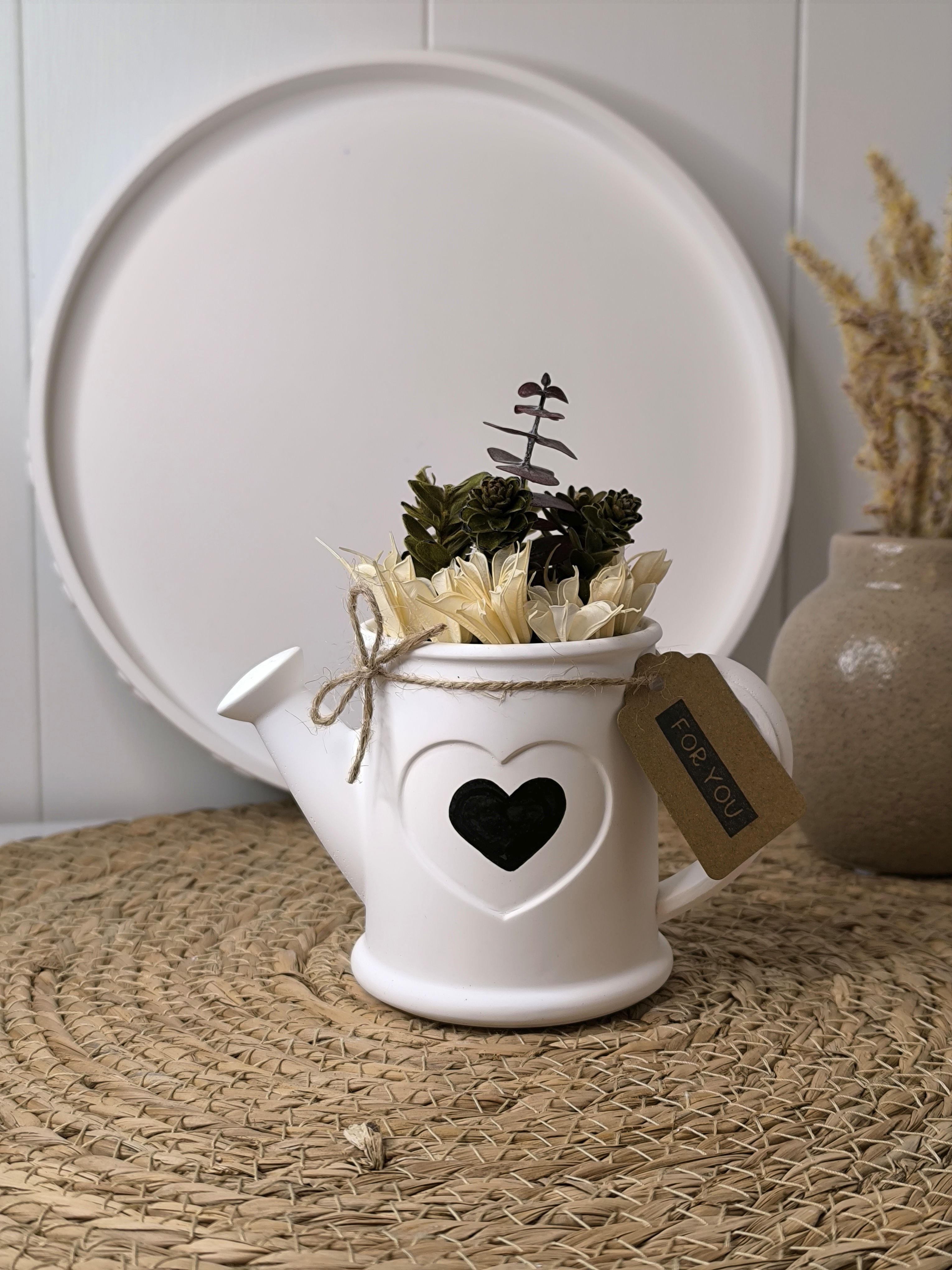 Gießkanne aus Keramik mit oder ohne Trockenblumen
